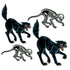 Vintage Halloween Jointed Skeleton & Black Cats Set/4