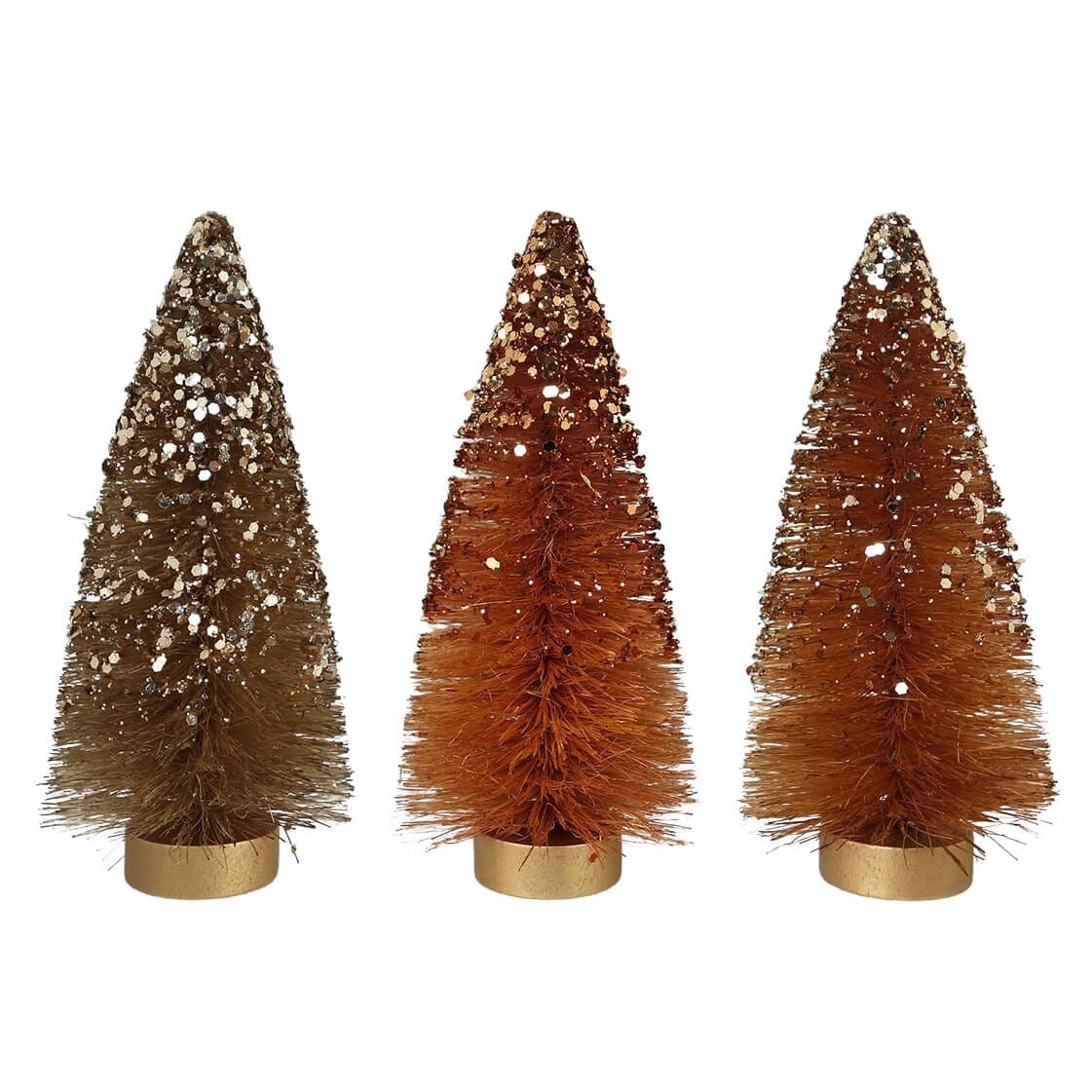 Fall Sparkle Bottle Brush Mini Trees Set/3