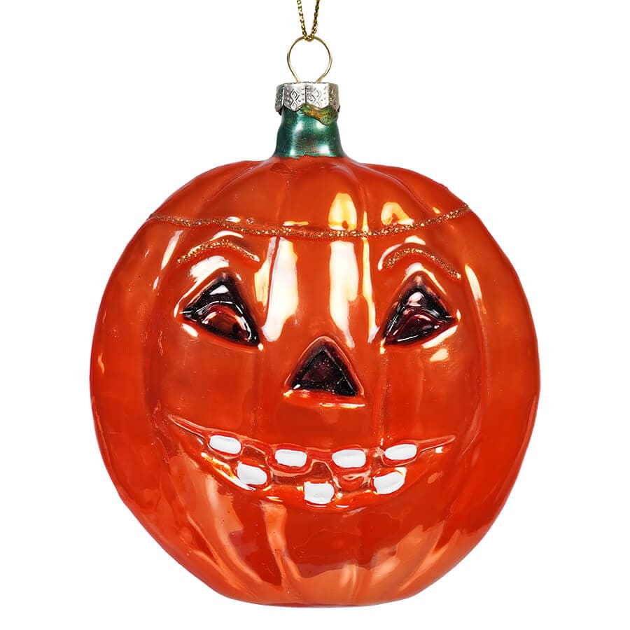 Glass Grinning Jack O’ Lantern Ornament - Ornaments