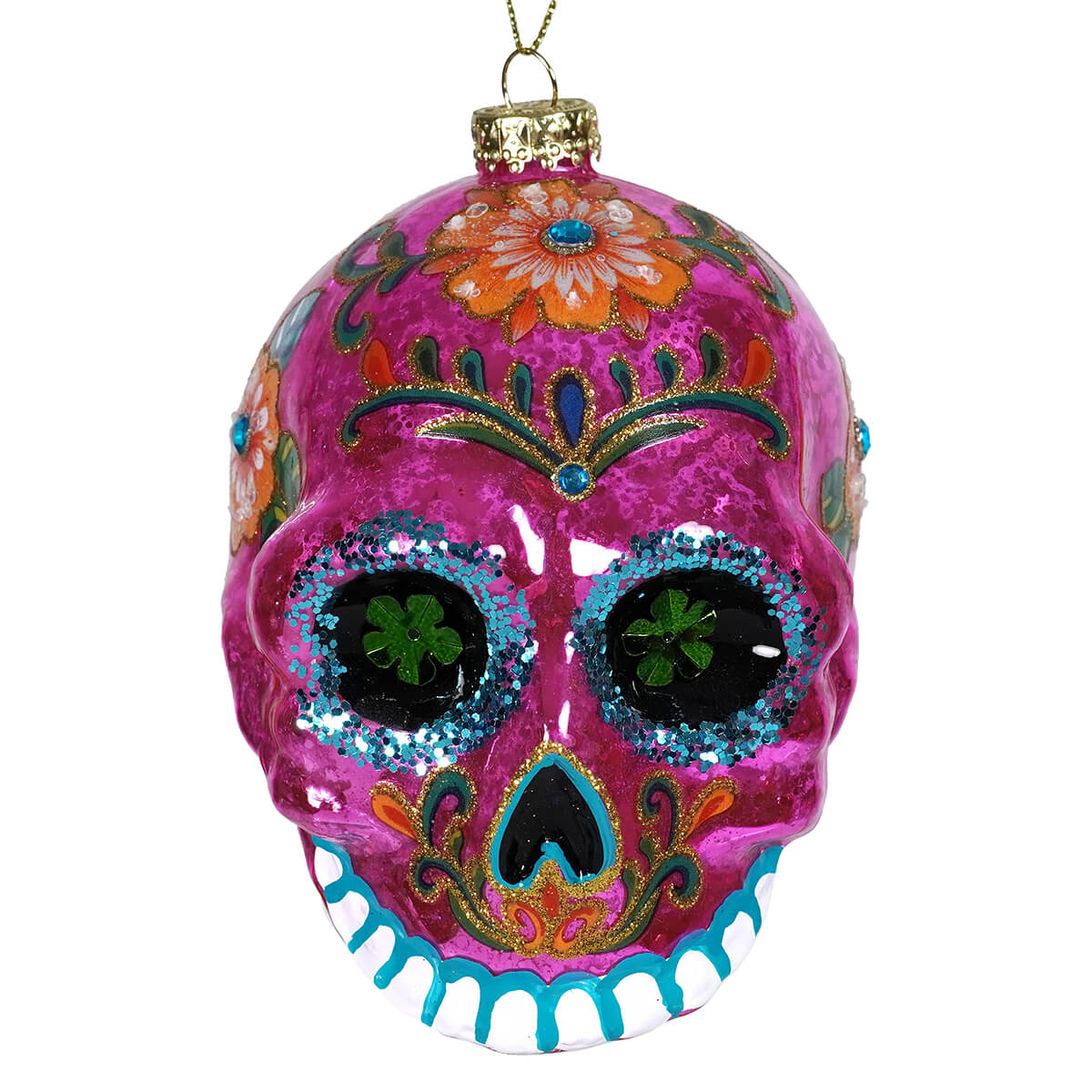 Pink Day Of The Dead Sugar Skull Ornament
