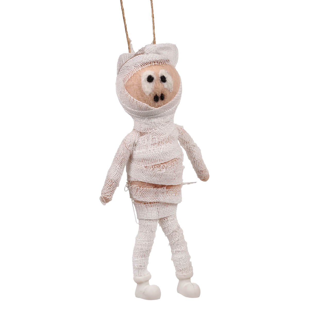 Bowlegged Mummy Halloween Character Felt Ornament