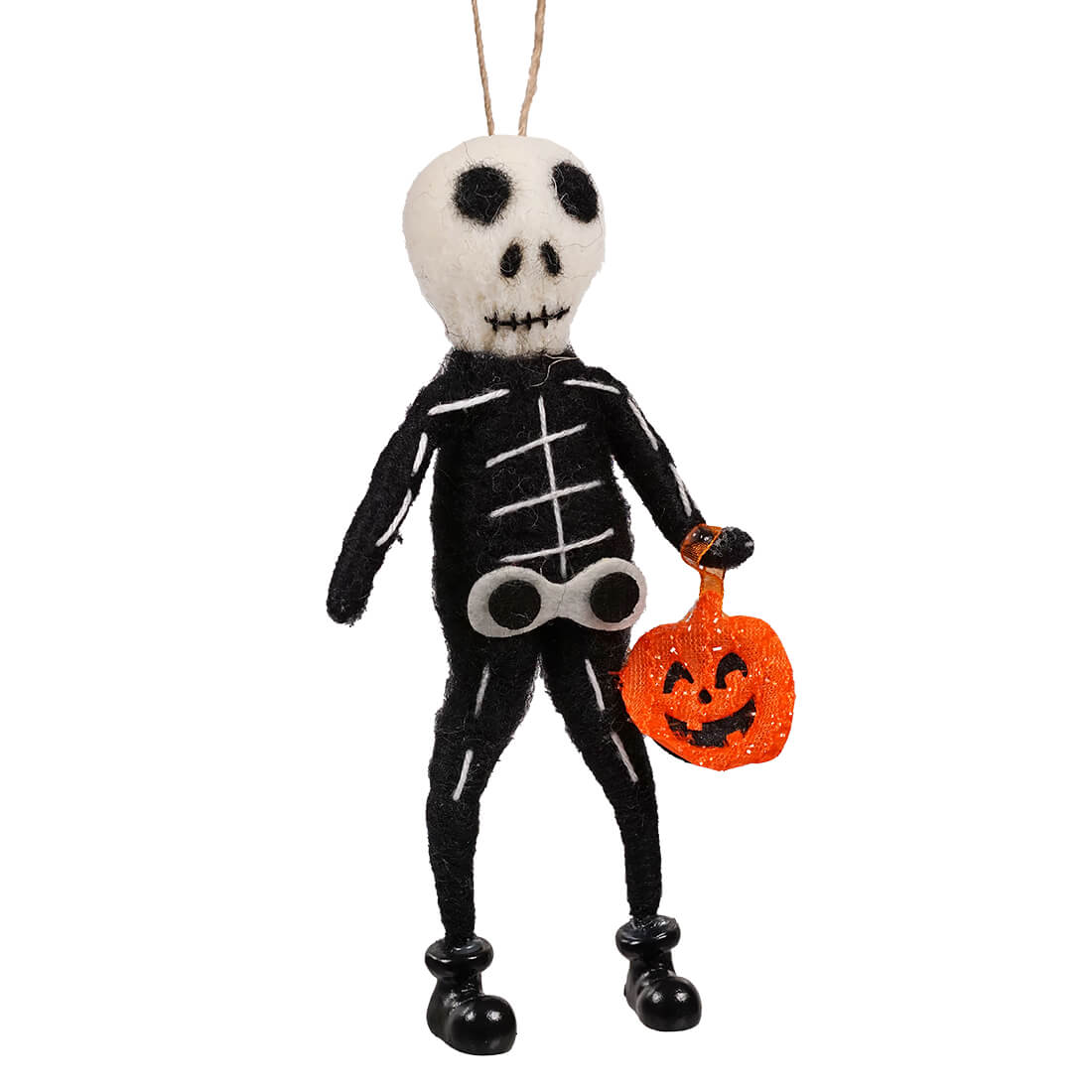 Bowlegged Skeleton Halloween Character Felt Ornament
