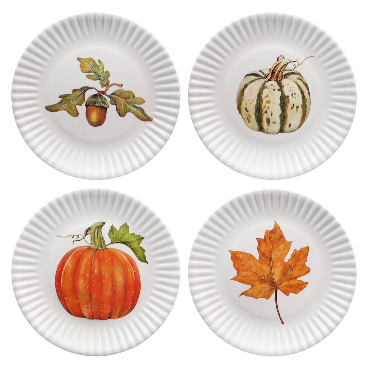 6" Fall "Paper" Hors D'oeuvres Melamine Plates Set/4