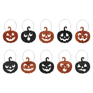 Jack-O-Lantern Glitter Ornaments Set/10