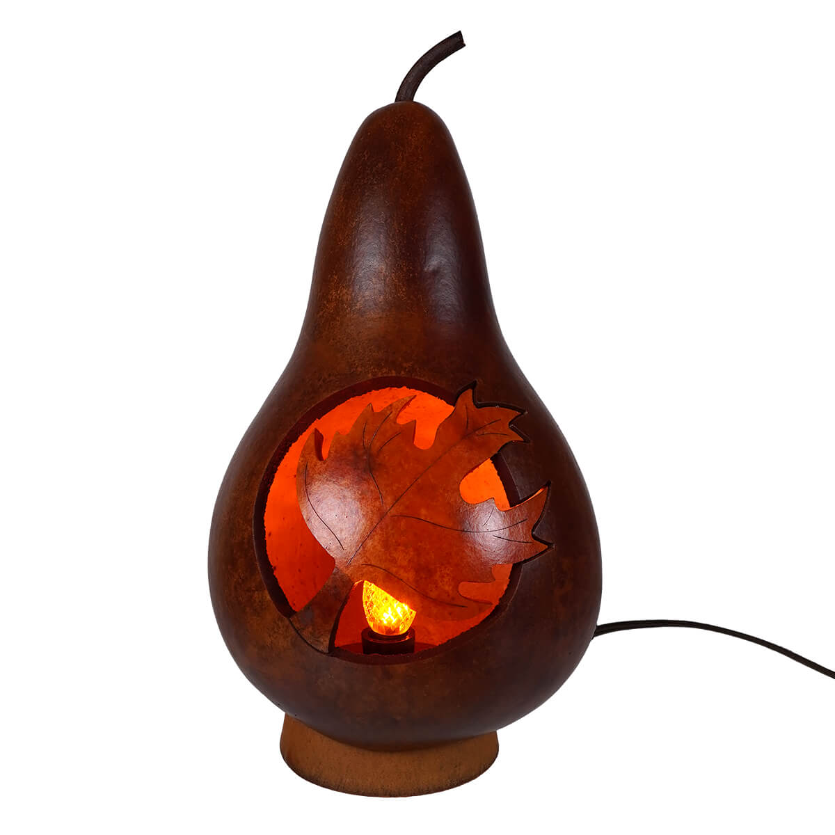 Lighted Maple Leaf Silhouette Gourd