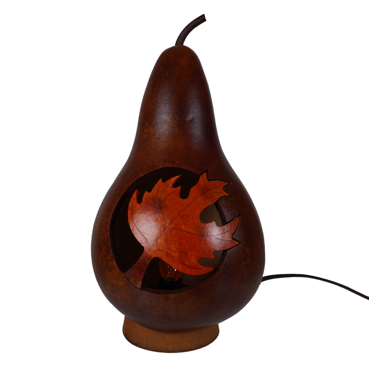 Lighted Maple Leaf Silhouette Gourd