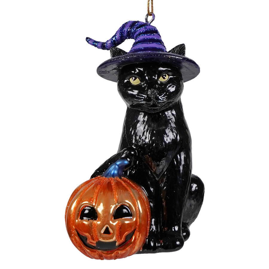 Noble Gems™ Glass Halloween Cat Ornament