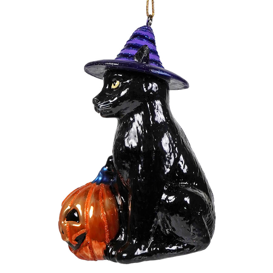 Noble Gems™ Glass Halloween Cat Ornament