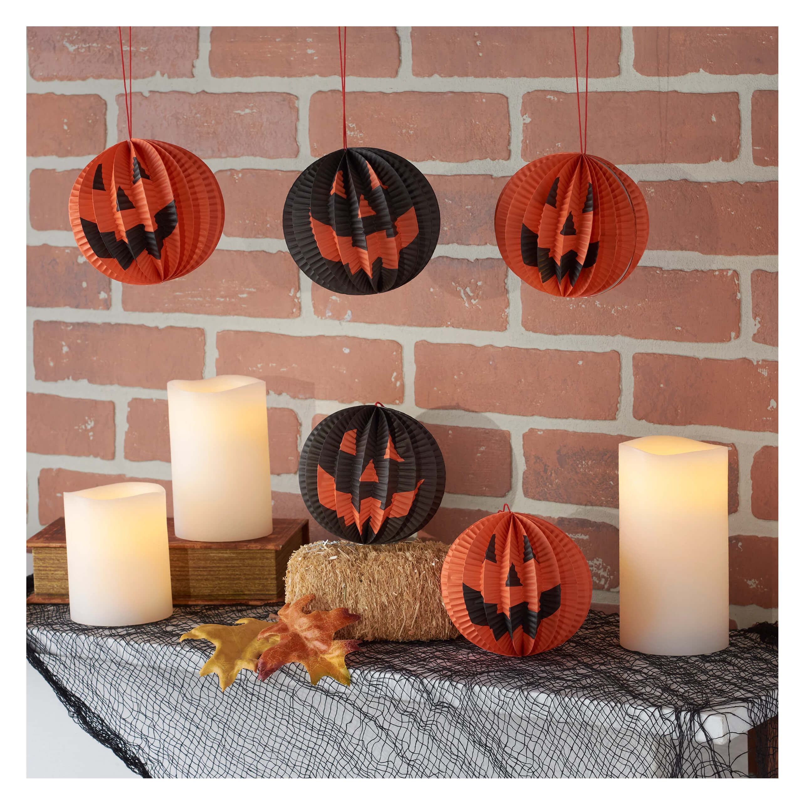 Jack-O'-Lantern Accordian Paper Hanging Decoration Set/5