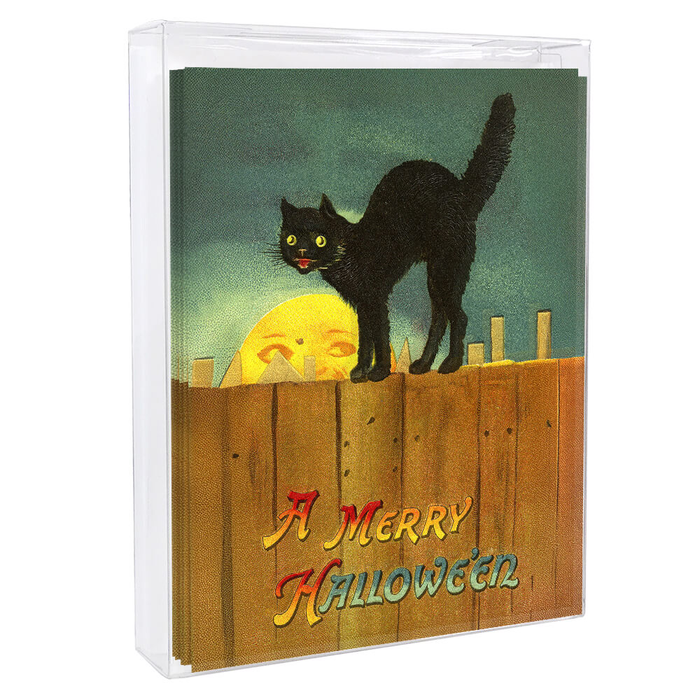 A Merry Halloween Black Cat Greeting Cards
