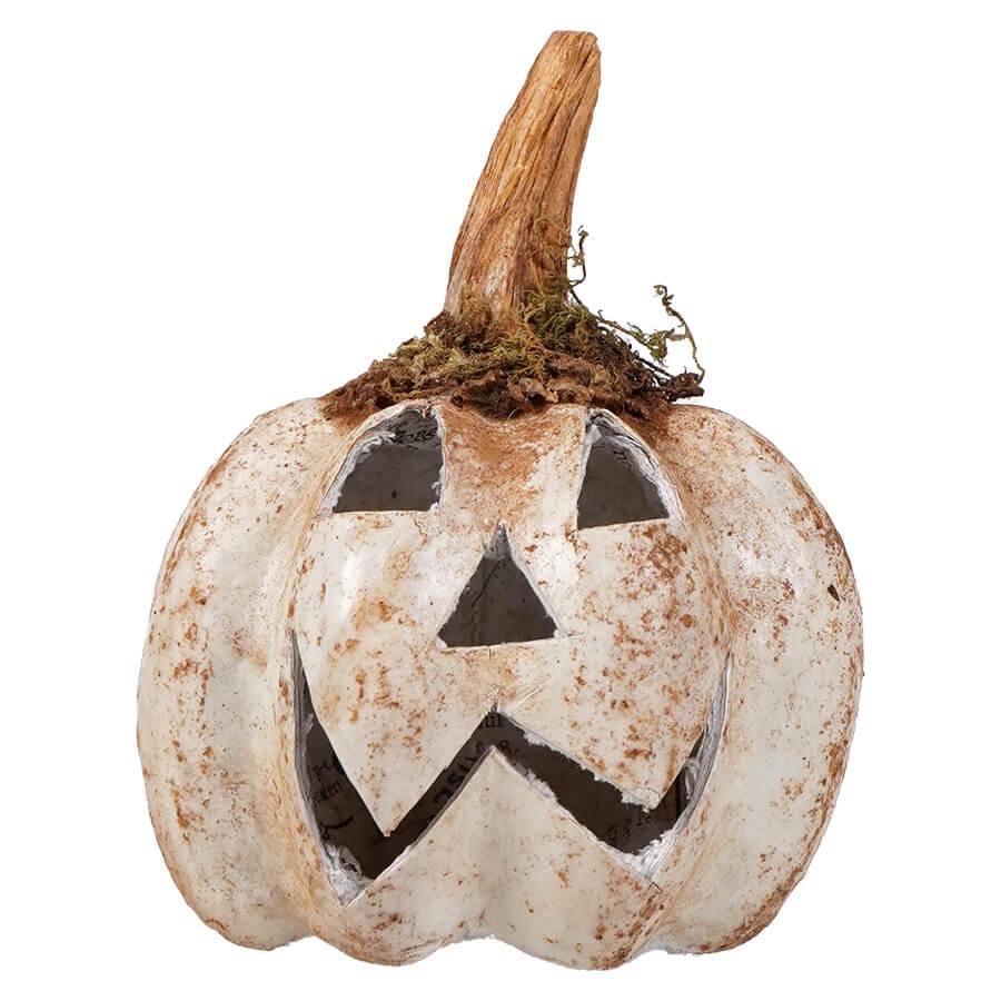 Small Handcrafted White Pumpkin Jack-O’-Lantern - Halloween