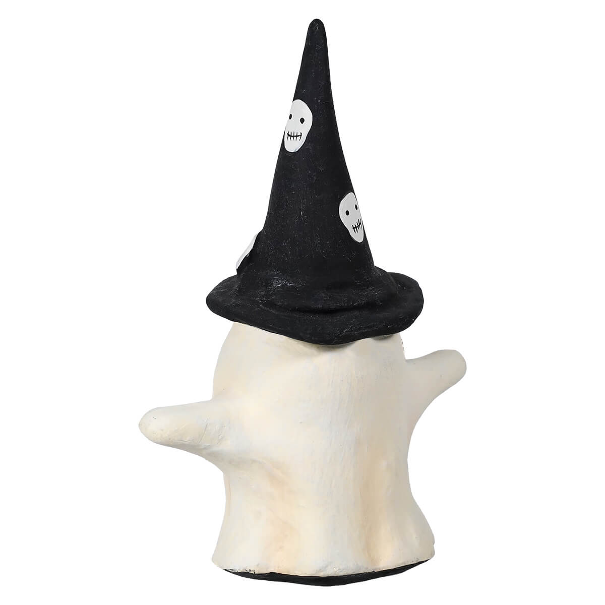 Paper Mache Ghost Wearing Witch Hat Figurine