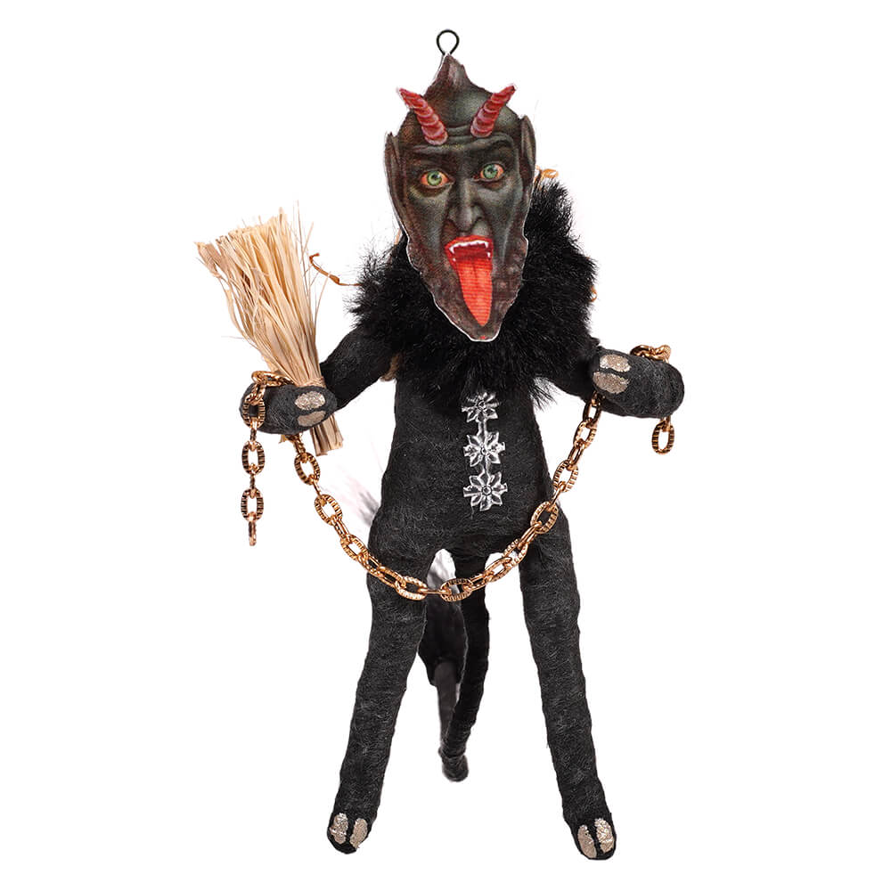 Spun Cotton Black Krampus Freestand Ornament