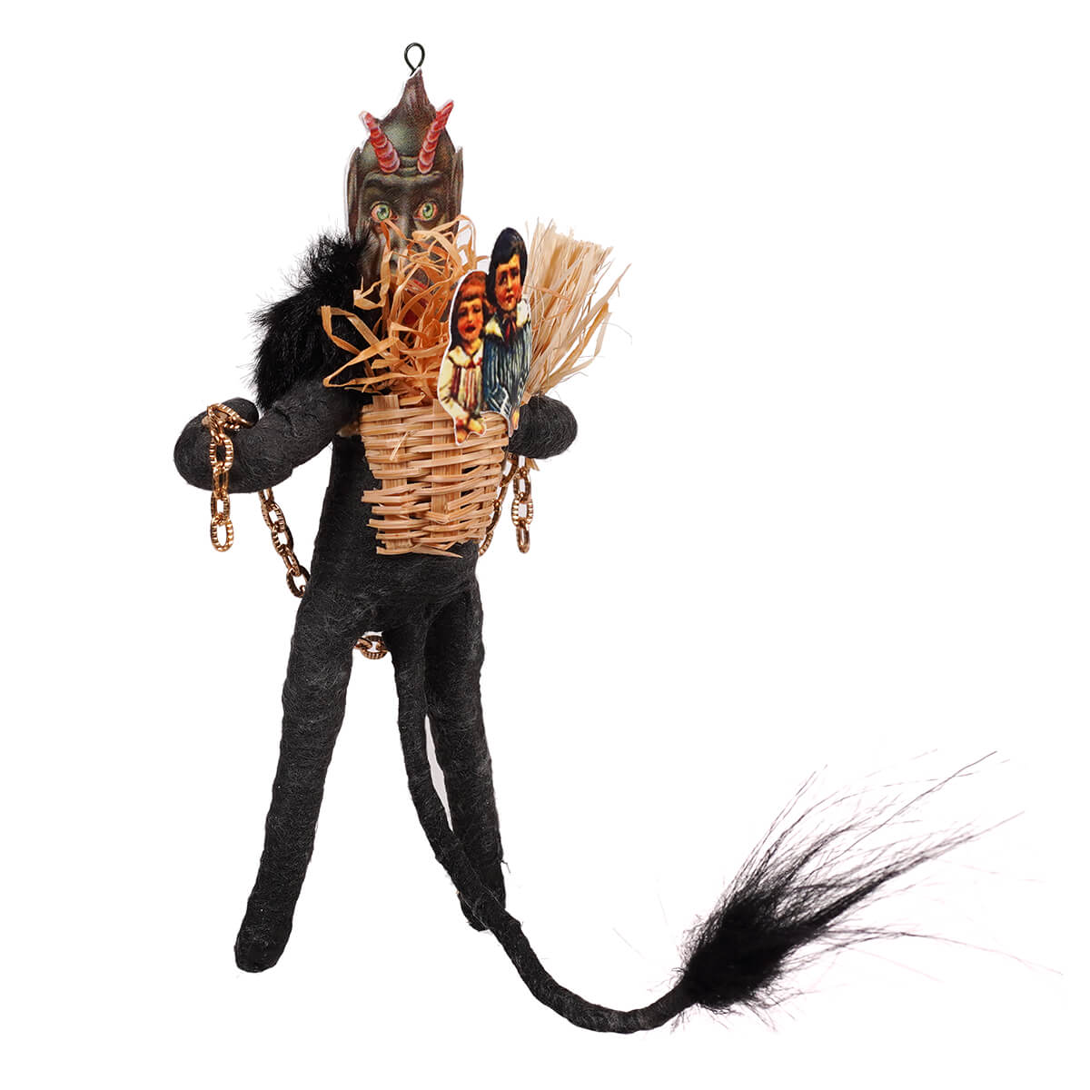 Spun Cotton Black Krampus Freestand Ornament